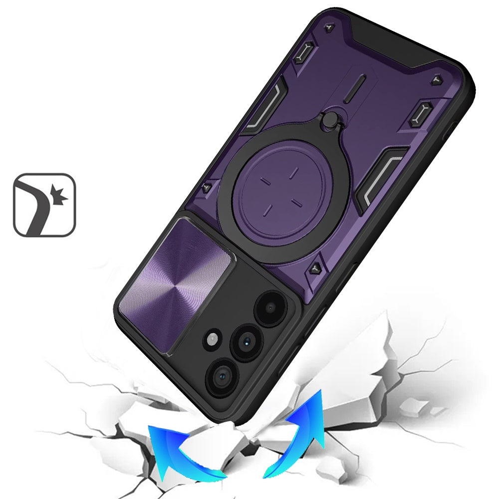 Phone Case for Samsung Galaxy S26 FE /Fan Edition Magnetic Ring Stand Shockproof Hybrid Full Camera Slide Guard Anti Slip Heavy Duty Protective Armor Cover