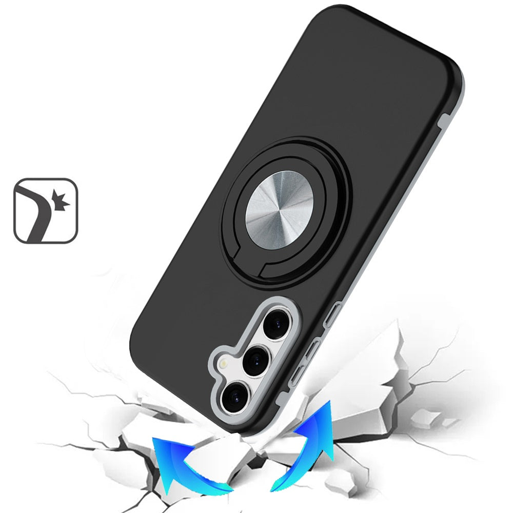 For Samsung Galaxy S26 Metal Matte Hybrid with Invisible Rotational Ring Stand, Car Mount Friendly, Military Grade Slim Fit Sturdy Case Cover