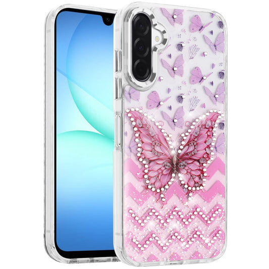 Butterfly Resin Epoxy Diamond Bling Metal Edge Shockproof Hybrid Luxury Protective Durable Stylish Fashion Grip