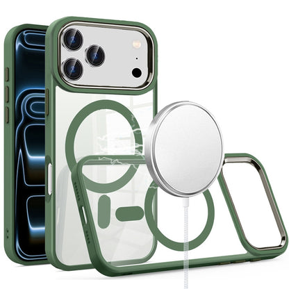 For Apple iPhone 17 Pro Max (6.9") MagSafe Compatible Transparent Greatest Clear Acrylic with Color Frame Thick Hybrid TPU Hard Case Cover Burgundy