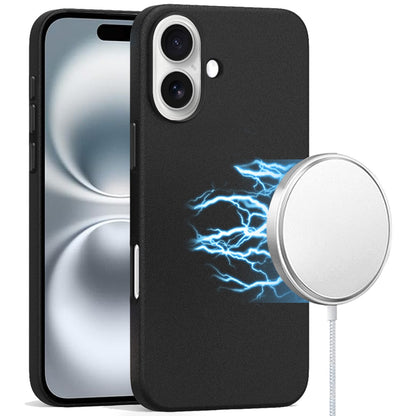 For Apple iPhone 16 Pro Max (6.9") PU Leather with inner Magnetic Circle Compatible with MagSafe, Rubber TPU Colored Metal Buttons Case Cover