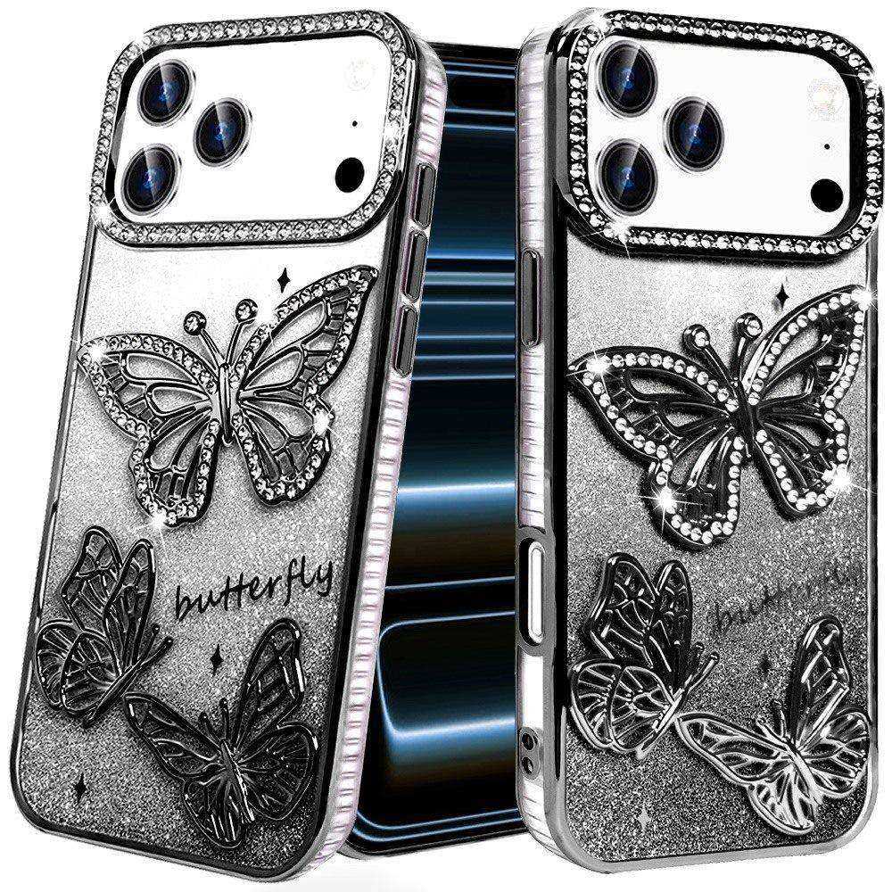 Phone Case for Apple iPhone 18 Pro Max Butterfly Freedom Shimmer Glitter Thick TPU Shockproof Anti Slip Durable Protective Design Cover