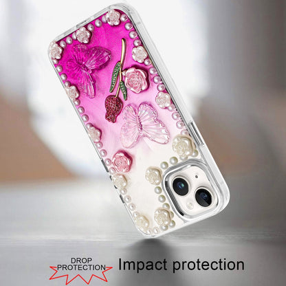 For Apple iPhone 11 Bling Fashion Design with 3D Pearls Epoxy Glitter Ornaments Chrome Edge Hard Slim PC Case Cover