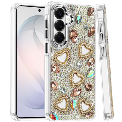 Phone Case for Samsung Galaxy S26 Luxury Crystal Heart Rhinestone Diamond Bling Shockproof Hybrid Glitter Protective Stylish Durable Grip Cover
