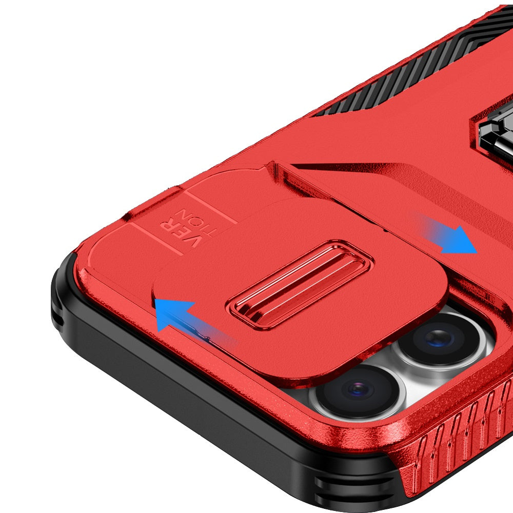 Phone Case for iPhone 14 Pro Max (6.7") Magnetic Ring Stand Camera Protection Shockproof Heavy Duty Kickstand Rugged Grip Anti Scratch Hybrid Cover Red