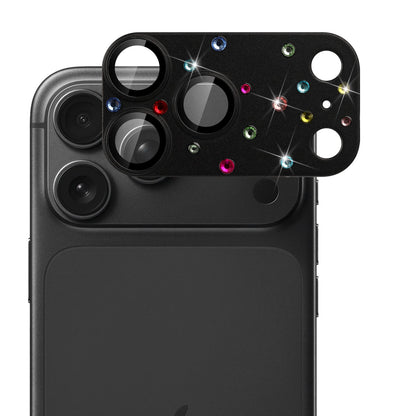 Camera Lens Protector for Apple iPhone 18 Pro Diamond Metal Tempered Glass Camera Lens Protector Bling Rhinestone Decorative Camera Protection Design Black