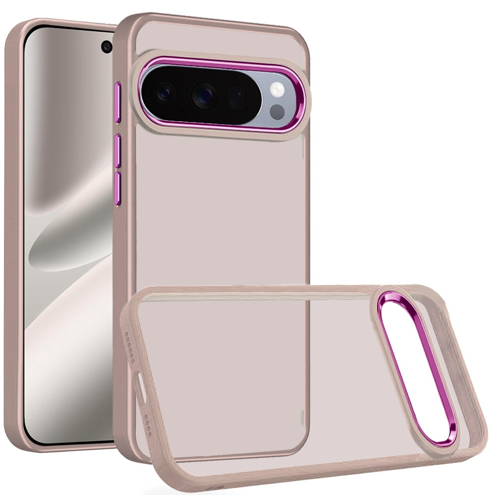 For Google Pixel 10 Pro XL Slim Fit Thin Hybrid,Frosted Matte Polished Acrylic Hard PC with TPU Rubber Frame Case Cover