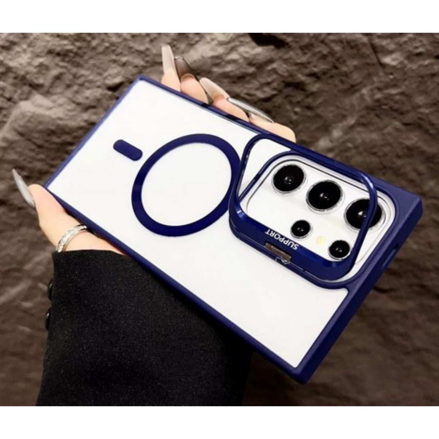 Phone Case Cover for Samsung Galaxy S26 Ultra Clear Back Hybrid with MagSafe Compatible Metal Camera Stand Colorful Bumper Frame Shockproof Cover
