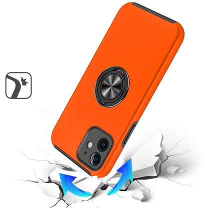For Apple iPhone 11 Hybrid 360 Degree Rotatable Metal Invisible Ring Stand Holder Slim Fit Magnetic Car Mount Shockproof Case Cover