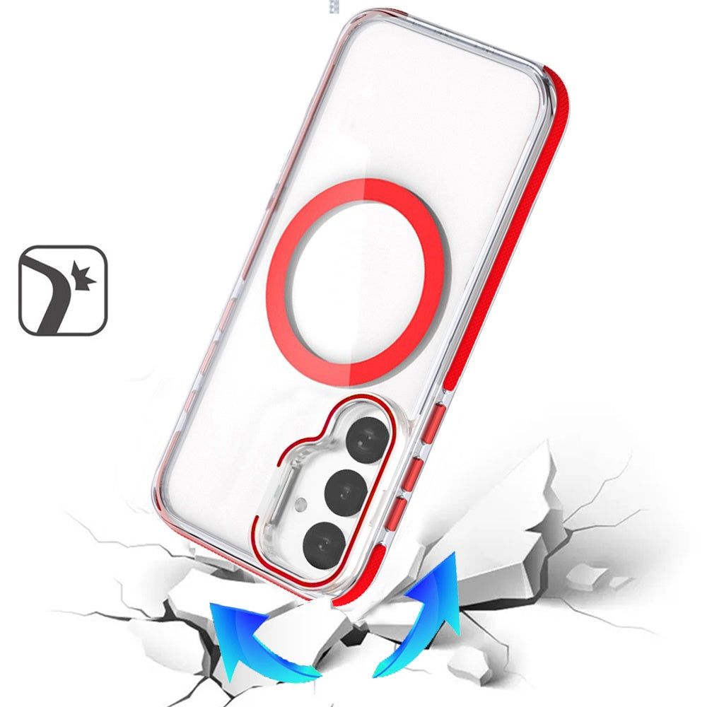 For Samsung Galaxy S26+ / S26 Plus Hybrid Clear Back Case with Invisible Camera Bracket Stand, MagSafe Magnetic Circle, Shockproof Color Frame Case Cover