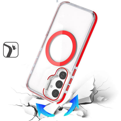 For Samsung Galaxy S26+ / S26 Plus Hybrid Clear Back Case with Invisible Camera Bracket Stand, MagSafe Magnetic Circle, Shockproof Color Frame Case Cover