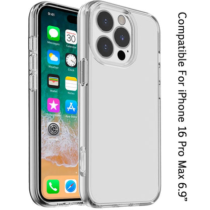 For iPhone 16 Pro Max (6.9") Transparent Shock Absorption PC + TPU Rubber Gel Thick 3mm Hybrid Silicone Slim Fit Back Case Cover