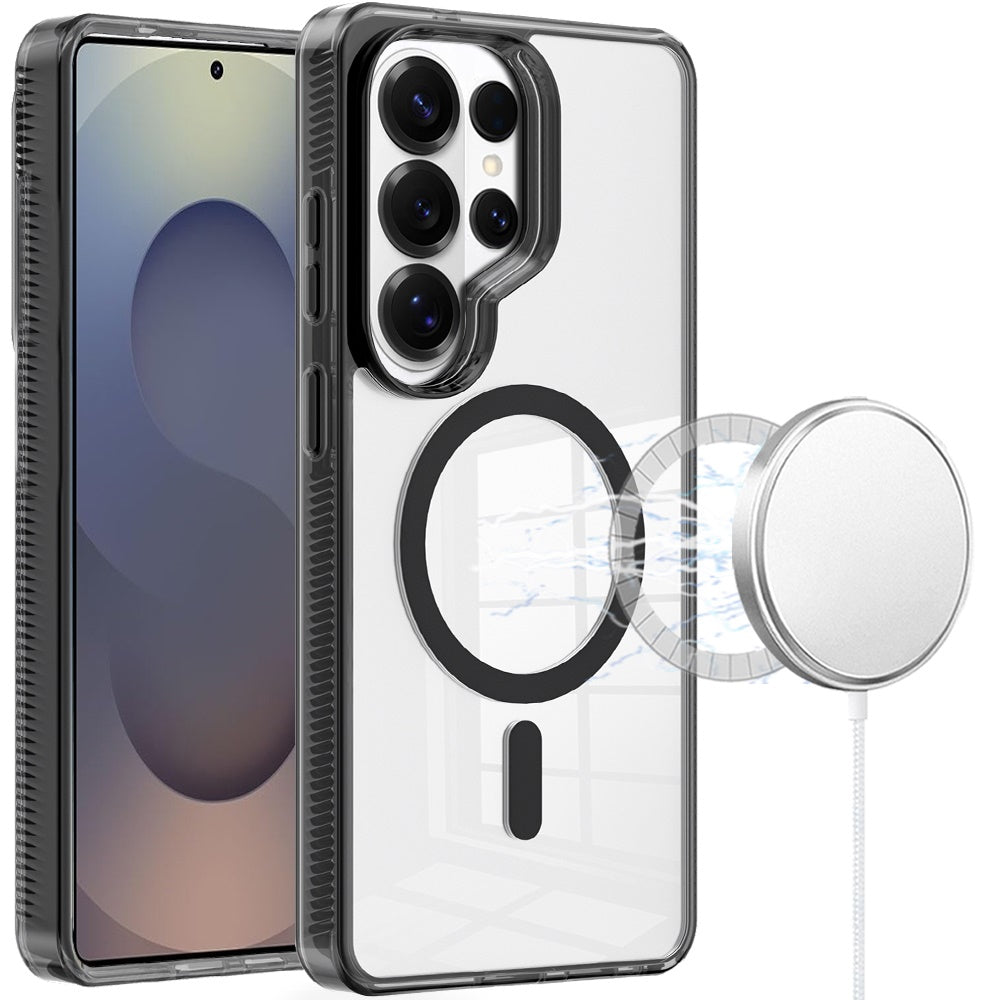 For Samsung Galaxy S25 Ultra MagSafe Compatible Integrated Technology Clean Transparent Hybrid Armor TPU Frame Case Cover Clear