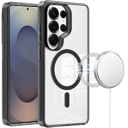 For Samsung Galaxy S25 Ultra MagSafe Compatible Integrated Technology Clean Transparent Hybrid Armor TPU Frame Case Cover Clear