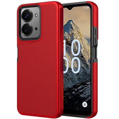 Phone Case for Boost Celero 5G Velocity Textured Dotted Hybrid Dual Layers Rugged TPU Shock Absorbing Reinforced Bumper Non Slip Grip Cover