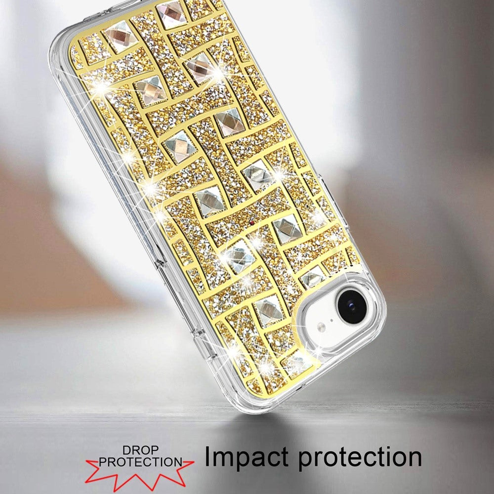 For Apple iPhone 17E /16E Bling Hybrid Shockproof Protective Design Stylish Glitter Finish Durable Grip Protection Case Cover