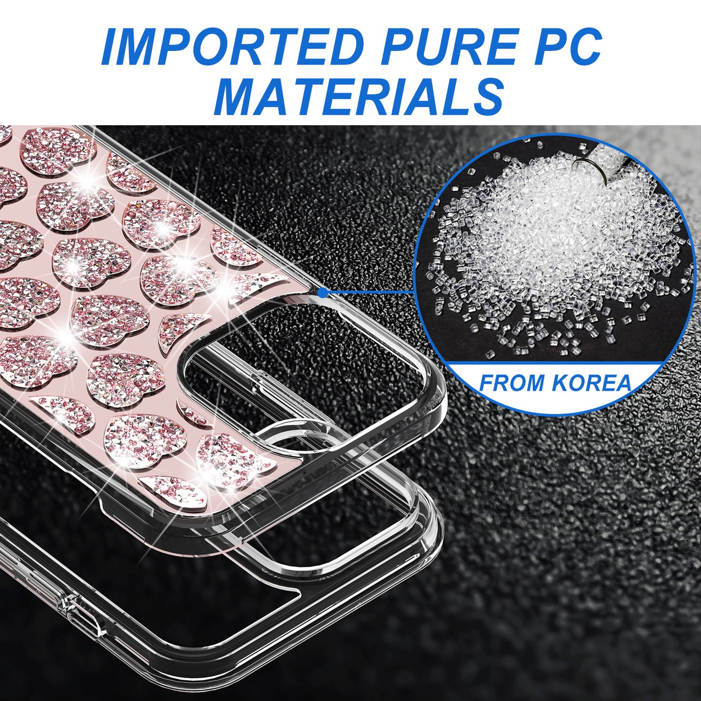 For Apple iPhone 16 Pro (6.3") Sparkly 3D Design Diamond Shockproof Protective Bling Rhinestone Hybrid Skin PC + TPU Case Cover