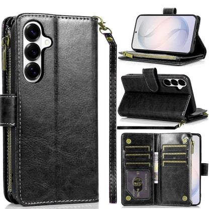 Phone Case for Samsung Galaxy S26 FE /S26 Fan Edition Luxury Leather Wallet Card Holder Zipper Pocket Money Storage Protective Grip Design with Strap Cover