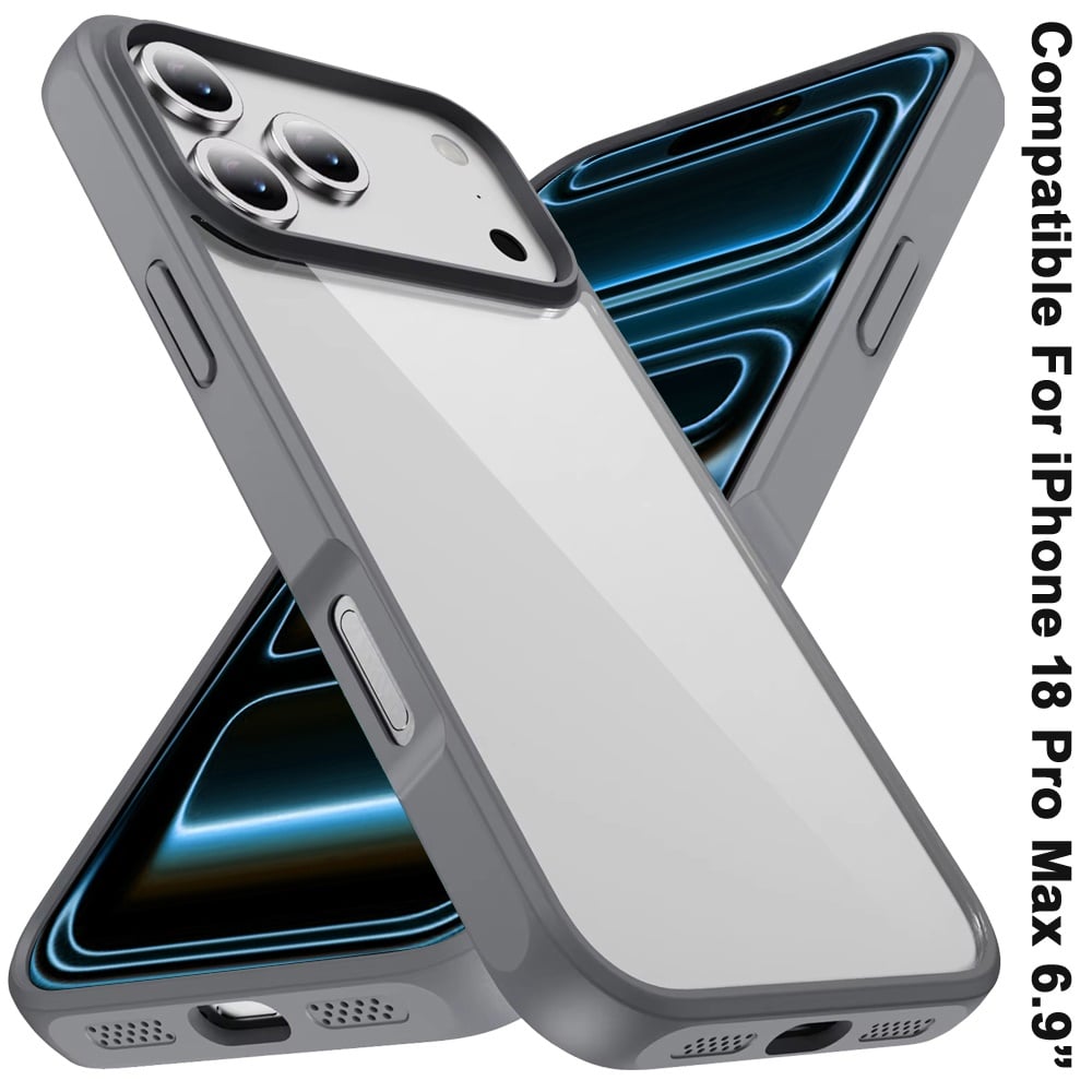 Phone Case for Apple iPhone 18 Pro Max Transparent Thick 2.0mm Hybrid Shockproof Rubber TPU Protective Slim Fit Grip Durable Clear HQ Design Cover