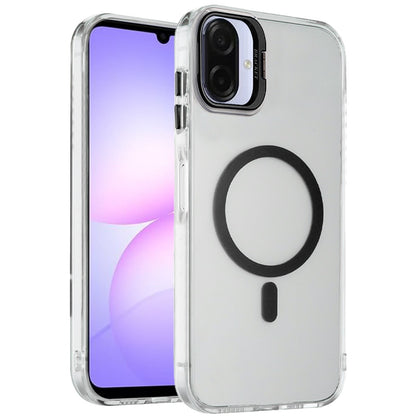 Phone Case for Samsung Galaxy A08 4G, A07 5G, A07 4G Clear Metallic Camera Stand Magnetic Hybrid TPU Shockproof Grip Camera Protection Kickstand Durable Armor Cover