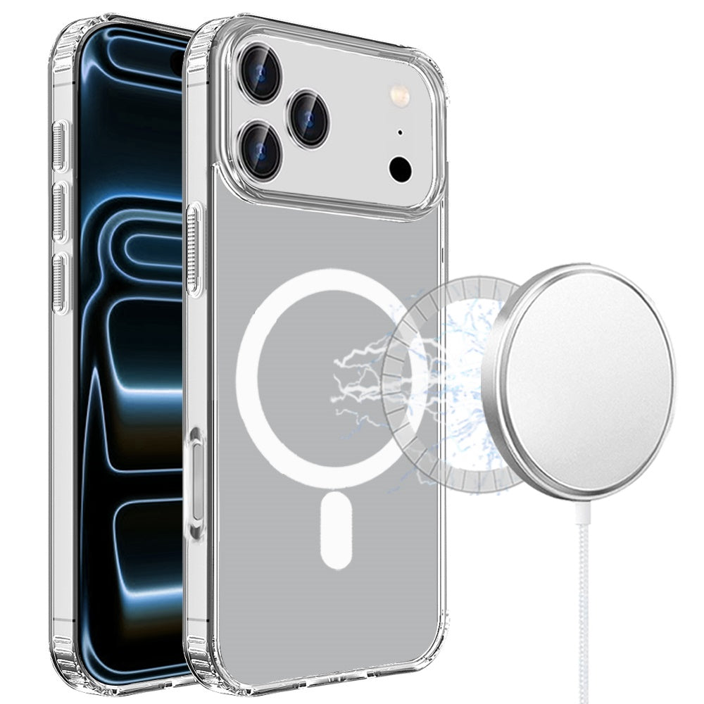 For Apple iPhone 17 Pro (6.3") Classic Hybrid True Transparent Shockproof Back Magnetic Case Compatible with MagSafe Case Cover Cosmic Orange