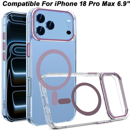 Phone Case for Apple iPhone 18 Pro Max Clear Transparent Magnetic Circle Slim Shockproof Durable TPU Hard PC Grip Hybrid Design Cover