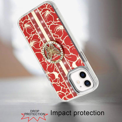 For Motorola Moto G 5G /Moto G 2025 Diamonds 3D Butterfly Floral Design Bling Sparkly Glitter Hybrid Metal Fashion with Ring Stand Case Cover