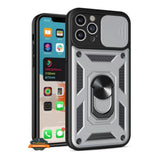 For Apple iPhone 15 Plus (6.7") Built in Sliding Camera Lens Protection & Finger Ring Stand Holder Hybrid Shockproof  Phone Case Cover