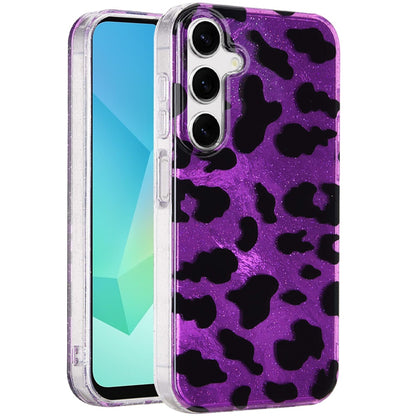 For Samsung Galaxy S25 EDGE Glitter Leopard, Fashion Design Animal Skin Print Slim IMD TPU Dual Layer Shockproof Protective Case Cover Purple Leopard