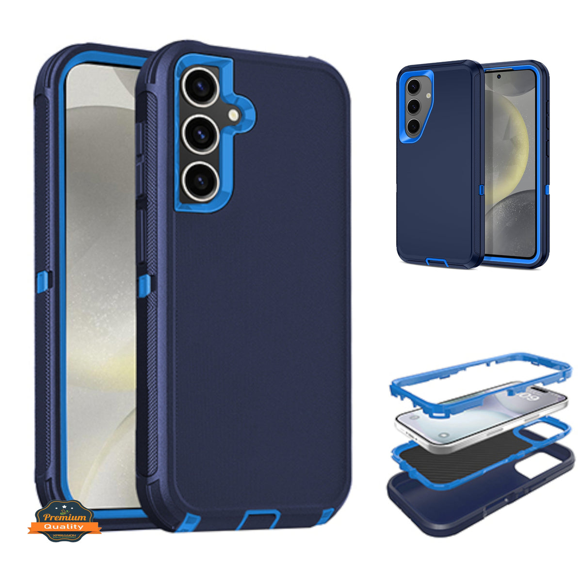 For Samsung Galaxy S25 /S24 Delux Armor Case Shockproof Rugged 3-Layer Protection Hybrid Heavy Duty with Enhanced Durability Case Cover
