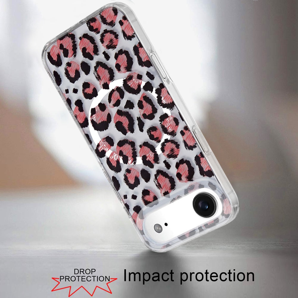 For Apple iPhone 17 AIR Stylish Pattern Fashion IMD Printed Design TPU Double Layer Slim Shockproof with Magnetic Back Case Cover Beauty Leopard