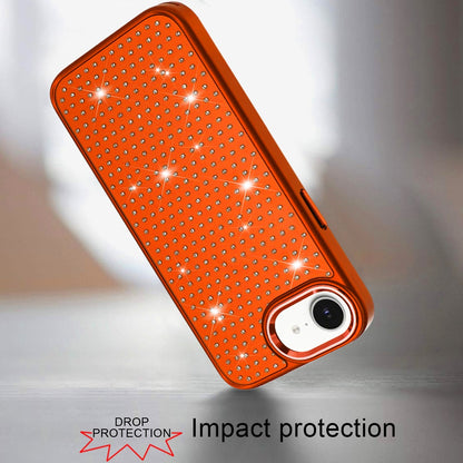 Phone Case for Apple iPhone 17E /16E Luxury Diamond Bling Sparkle Chrome Metallic Edge Shockproof Durable Protective Stylish Premium Hybrid Design Cover Cosmic Orange