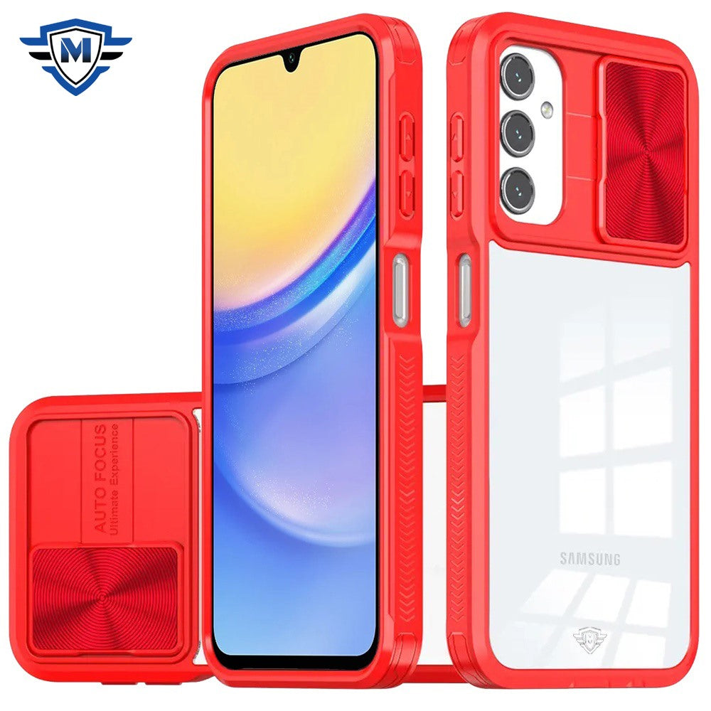 For Samsung Galaxy S24 Hybrid Cases with Sliding Camera Cover Transparent Shockproof Bumper TPU Protective Case Cover Pink/Blue