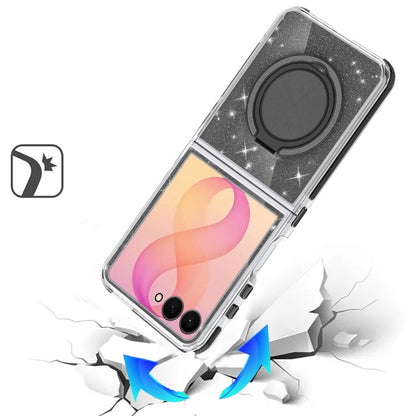 Phone Case for Samsung Galaxy Z Flip 8 Magnetic Hybrid 360 Rotating Ring Kickstand Tough Hard PC Soft TPU Glitz Shimmer Glitter Shock Absorbing Cover