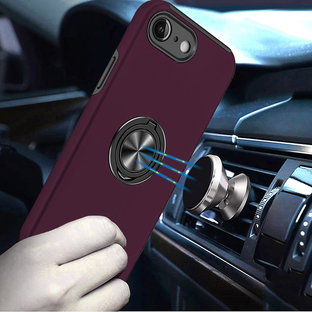 Phone Case for Apple iPhone 17E /16E /SE4 Invisible Ring Stand Shockproof Anti Slip Durable Grip Protective Hybrid Fit Magnetic Car Mount Holder Cover Purple