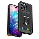 For Apple iPhone 15 Pro (6.1") Wallet Designed with Camera Protection, Card Slot & Ring Stand Magnetic Car Mount  Phone Case Cover