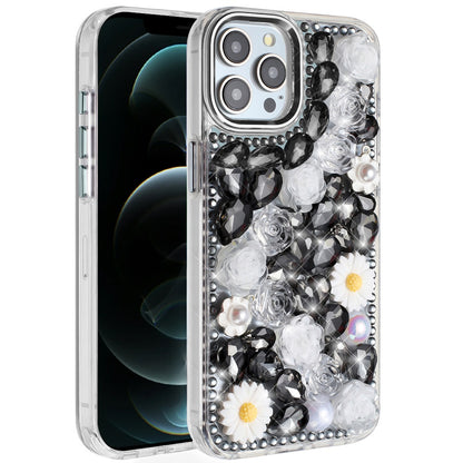 For Samsung Galaxy S26 Ultra Fashion Daisy Floral Series, Full 3D Bling Crystal Diamonds Sparkling Rhinestone Glitter Hybrid Design Case Cover