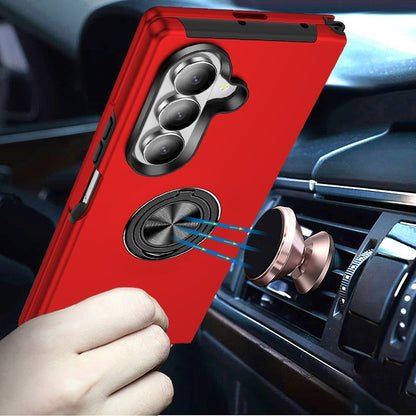 Phone Case for Samsung Galaxy Z Fold 8 Ultra Invisible Ring Stand Shockproof Anti Slip Durable Grip Protective Hybrid Slim Fit Magnetic Car Mount Holder Cover Red