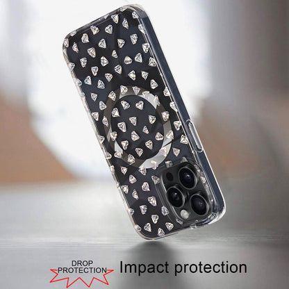 For Apple iPhone 13 Pro Max Double Layer IMD Magnetic Hybrid Shockproof Protection Anti Scratch Durable Design Secure Grip Slim Profile Compatible Design Case Cover Smoke Diamond Holographic