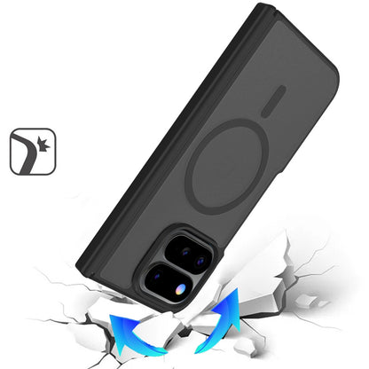 Phone Case for Google Pixel 11 Pro Fold Premium Matte Magnetic Foldable Hybrid Central Axis Hinge Protection Shock Absorbing TPU Slim Fit Hard PC Cover Black