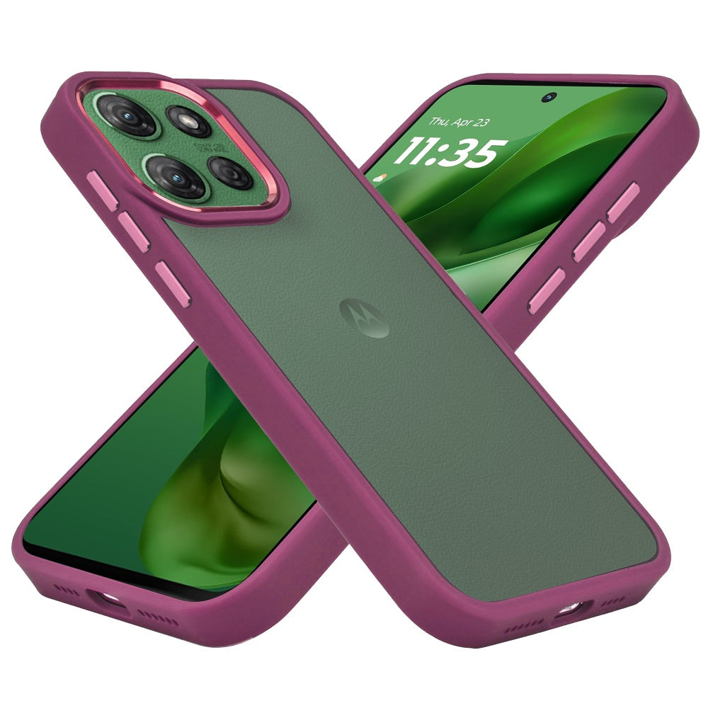 For Motorola Moto G Power 5G 2027 Slim Fit Hybrid Transparent Thick Acrylic with Metal Buttons Frame Protective Hard PC + TPU Shockproof Case Cover