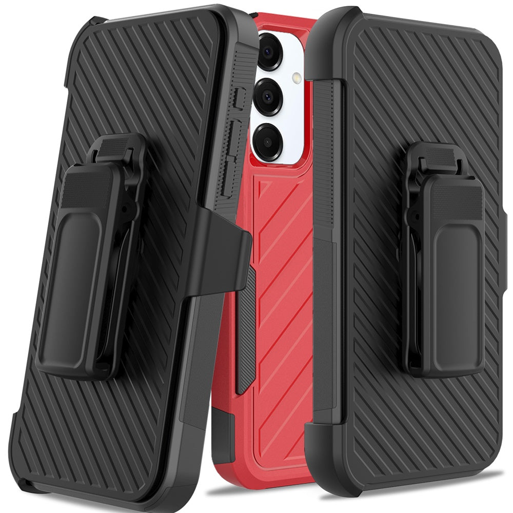 For Samsung Galaxy A36 Rugged 2in1 Armor Combo Belt Clip Holster, Non-Slip Tough Hybrid lined Shockproof Case Case Cover