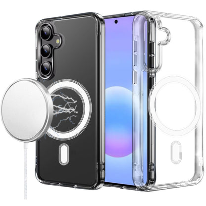 Phone Case for Samsung Galaxy A57 Thick Clear Hybrid Magnetic Circle Shock Absorbing Reinforced Corners TPU Heavy Duty Transparent Frame Bumper Cover Clear
