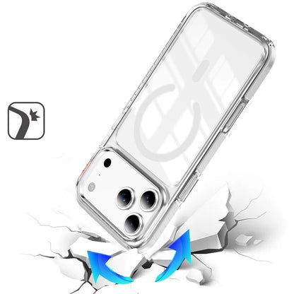 For Apple iPhone 17 Pro (6.3") Magnetic Thick Transparent Colored Edge Hybrid Drop Protection Shockproof Design Case Cover