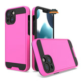 For Apple iPhone 15 Pro (6.1") Slim Fit Rugged TPU + Hard PC Brushed Metal Texture Hybrid Dual Layer Armor Shockproof  Phone Case Cover