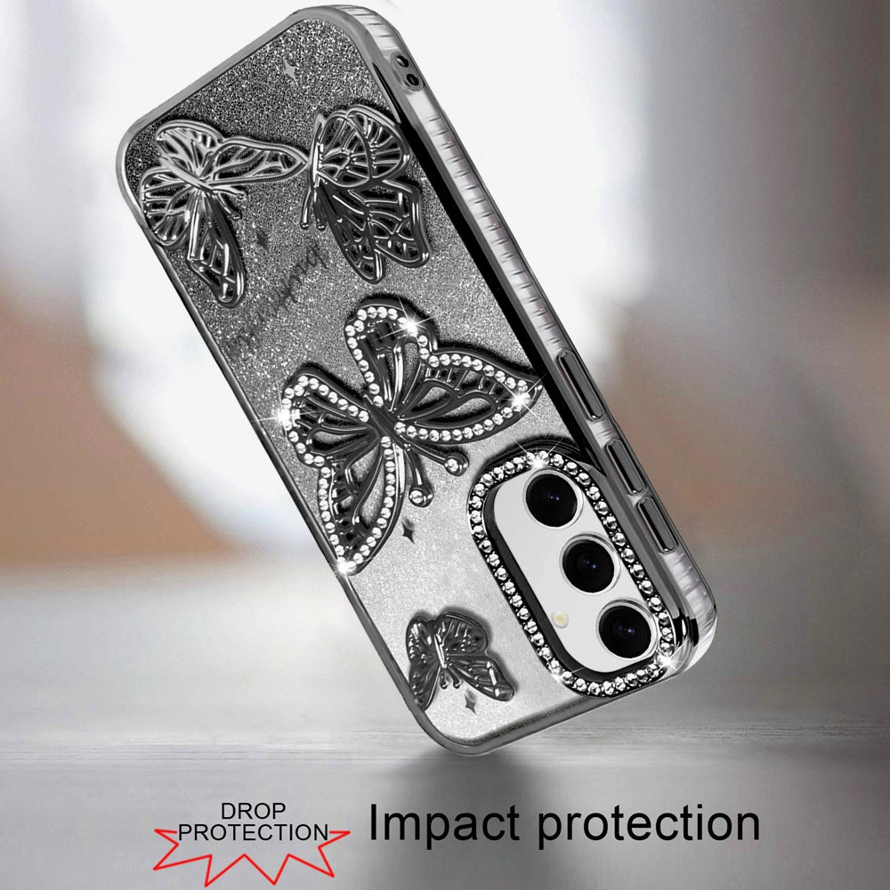 Phone Case for Samsung Galaxy A16 5G Butterfly Freedom Shimmer Glitter Thick TPU Shockproof Anti Slip Durable Protective Design Cover