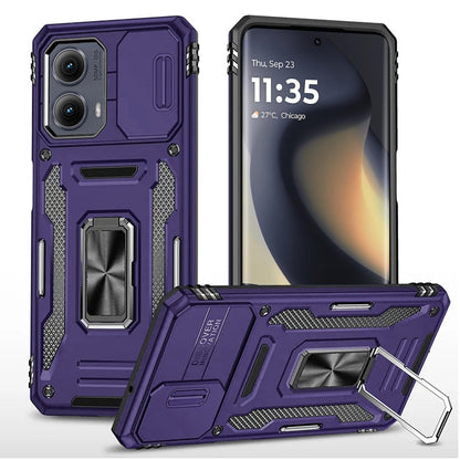 For Apple iPhone 17E /16E Tough Hybrid Case with Movable Camera Window & Metal Ring Stand Shockproof Case Cover