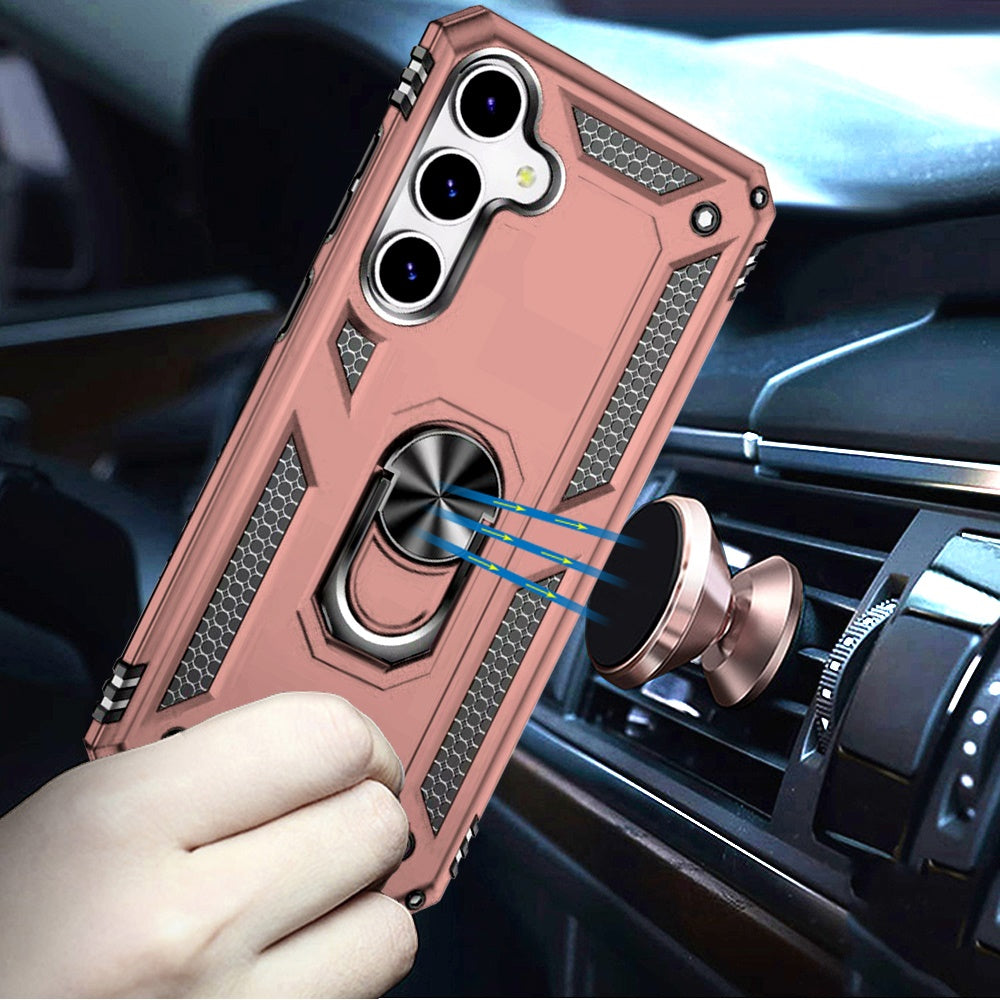 For Samsung Galaxy S25 /S24 Hybrid Shockproof Durable 360 Degree Rotatable Ring Stand Holder Kickstand Fit Magnetic Car Mount Case Cover