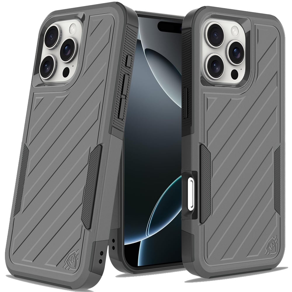 Phone Case for iPhone 16 Pro Max Premium Hybrid Rugged lined Shockproof Textured 2-in-1 Non-Slip Hard PC & TPU Non Slip Tough Cover
