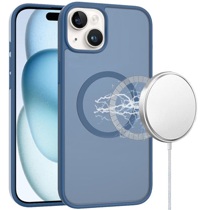 Phone Case for Apple iPhone 15 Magnetic Matte Hybrid Shockproof Smooth Grip Durable Camera Protection Anti-Slip Soft Touch TPU Armor Cover Blue